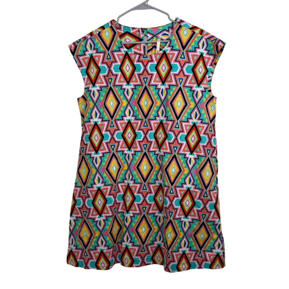 Anthropologie Uncle Frank Geometric Print Cap Sleeve Dress M Colorful Artsy